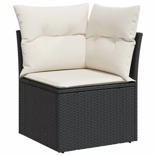  6 részes fekete polyrattan kerti ülőgarnitúra párnákkal
