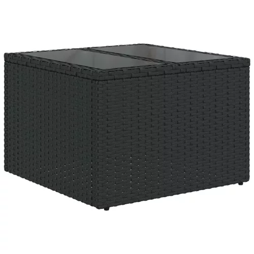 6 részes fekete polyrattan kerti ülőgarnitúra párnákkal