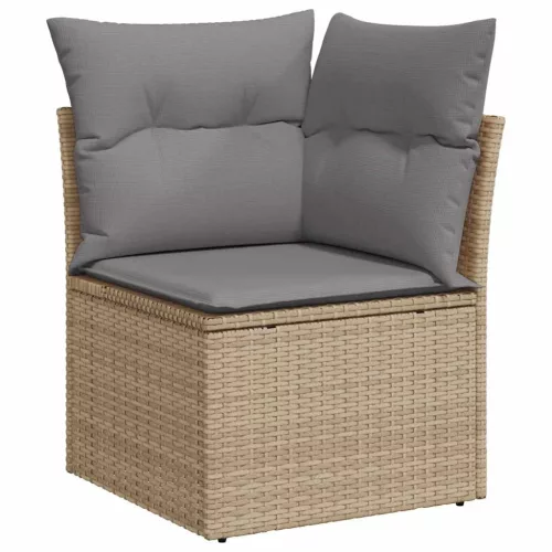  6 részes bézs polyrattan kerti ülőgarnitúra párnával
