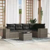  6 részes szürke polyrattan kerti ülőgarnitúra párnákkal