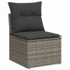  6 részes szürke polyrattan kerti ülőgarnitúra párnákkal