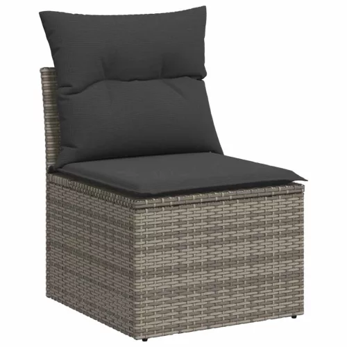  6 részes szürke polyrattan kerti ülőgarnitúra párnákkal