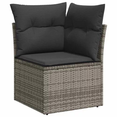  6 részes szürke polyrattan kerti ülőgarnitúra párnákkal