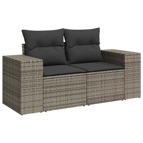  6 részes szürke polyrattan kerti ülőgarnitúra párnákkal