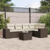  6 részes barna polyrattan kerti ülőgarnitúra párnával