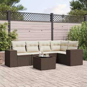  6 részes barna polyrattan kerti ülőgarnitúra párnával