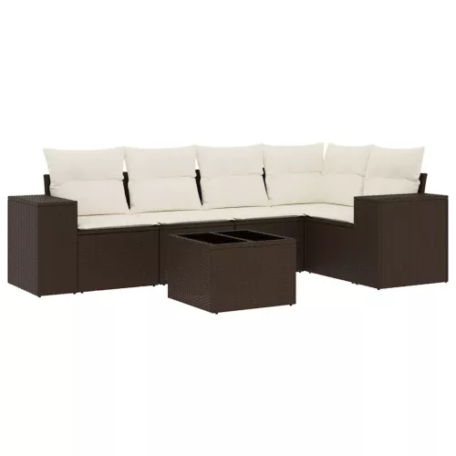  6 részes barna polyrattan kerti ülőgarnitúra párnával