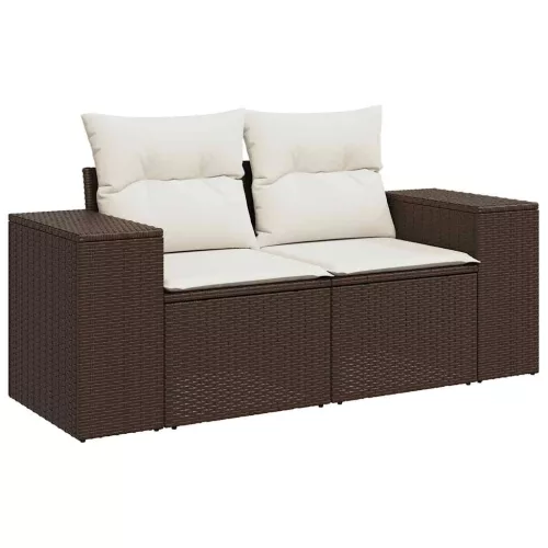  6 részes barna polyrattan kerti ülőgarnitúra párnával