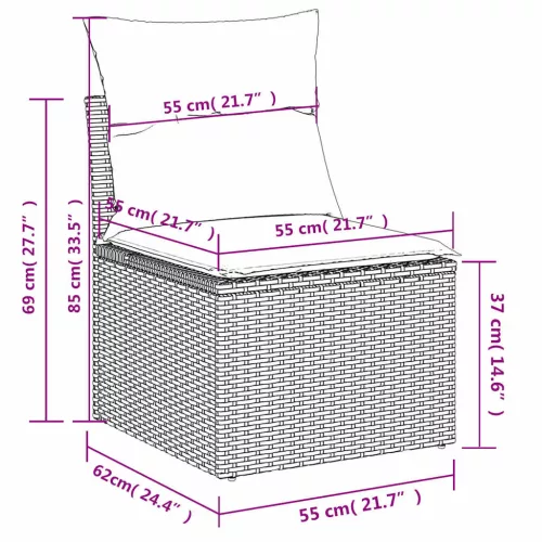  6 részes barna polyrattan kerti ülőgarnitúra párnával