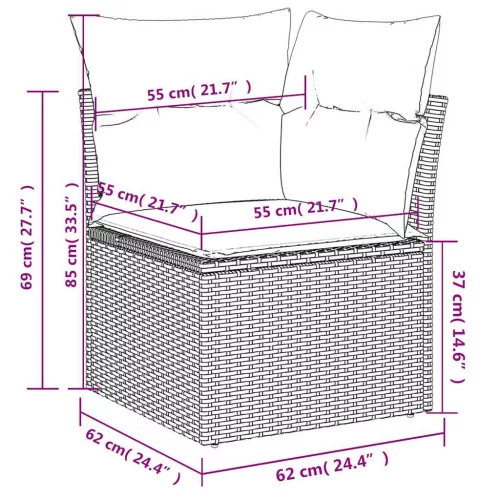  6 részes barna polyrattan kerti ülőgarnitúra párnával
