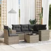 6 részes szürke polyrattan kerti ülőgarnitúra párnákkal