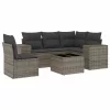  6 részes szürke polyrattan kerti ülőgarnitúra párnákkal
