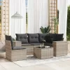  6 részes világosszürke polyrattan kerti ülőgarnitúra párnákkal