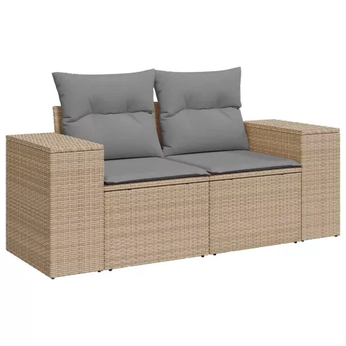  6 részes bézs polyrattan kerti ülőgarnitúra párnával