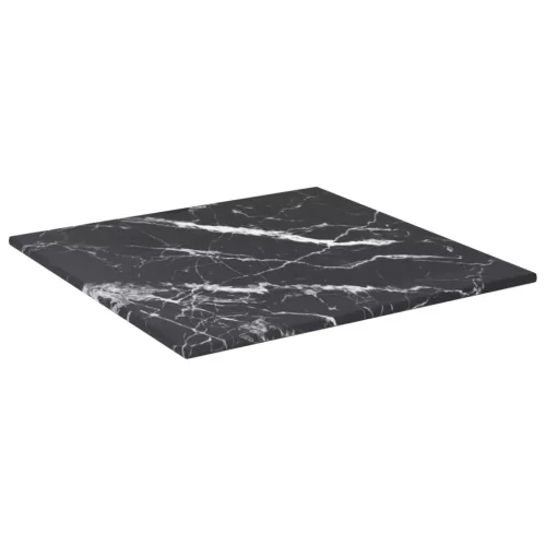  fekete edzett üveg asztallap márványdizájnnal 30 x 30 cm 6 mm