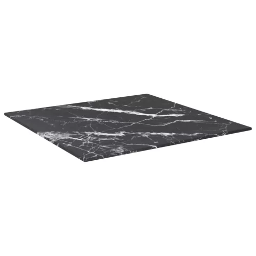  fekete edzett üveg asztallap márványdizájnnal 50 x 50 cm 6 mm