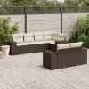  7 részes barna polyrattan kerti ülőgarnitúra párnákkal