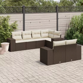    7 részes barna polyrattan kerti ülőgarnitúra párnákkal