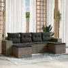  6 részes szürke polyrattan kerti ülőgarnitúra párnákkal