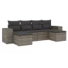  6 részes szürke polyrattan kerti ülőgarnitúra párnákkal