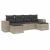  6 részes világosszürke polyrattan kerti ülőgarnitúra párnákkal