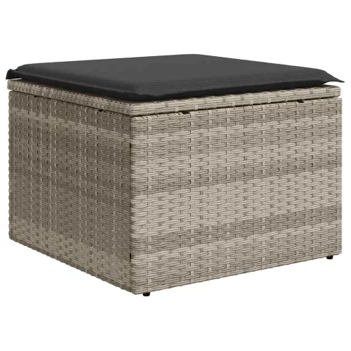  6 részes világosszürke polyrattan kerti ülőgarnitúra párnákkal