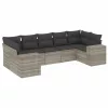  7 részes világosszürke polyrattan kerti ülőgarnitúra párnákkal