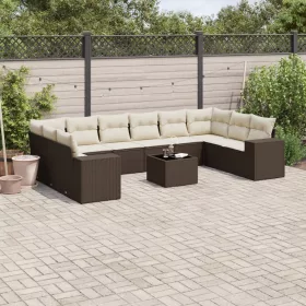    11 részes barna polyrattan kerti ülőgarnitúra párnákkal