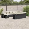  11 részes fekete polyrattan kerti ülőgarnitúra párnákkal