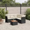  6 részes fekete polyrattan kerti ülőgarnitúra párnákkal