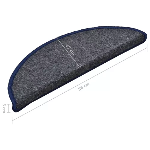  15 db sötétszürke és kék lépcsőszőnyeg 56 x 17 x 3 cm