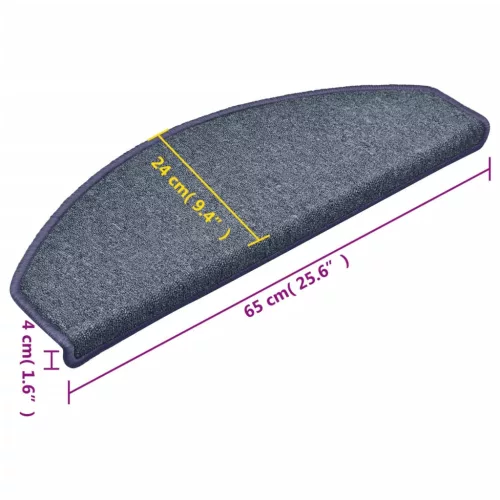  15 db sötétszürke és kék lépcsőszőnyeg 65 x 24 x 4 cm