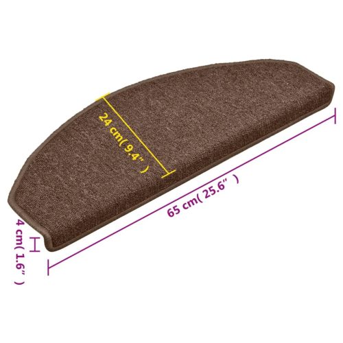  15 db barna lépcsőszőnyeg 65 x 24 x 4 cm