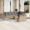  11 részes bézs polyrattan kerti ülőgarnitúra párnákkal