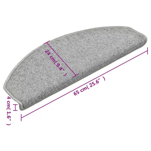  15 db világosszürke lépcsőszőnyeg 65 x 24 x 4 cm