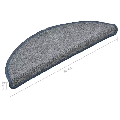  15 db világosszürke és kék lépcsőszőnyeg 56 x 17 x 3 cm