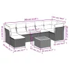  8 részes fekete polyrattan kerti ülőgarnitúra párnákkal