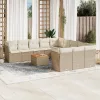 12 részes bézs polyrattan kerti ülőgarnitúra párnákkal