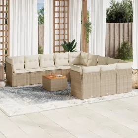    12 részes bézs polyrattan kerti ülőgarnitúra párnákkal