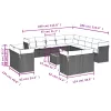  14 részes szürke polyrattan kerti ülőgarnitúra párnákkal