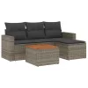  5 részes szürke polyrattan kerti ülőgarnitúra párnákkal