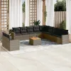  12 részes szürke polyrattan kerti ülőgarnitúra párnákkal