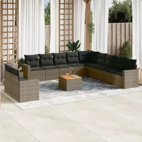    12 részes szürke polyrattan kerti ülőgarnitúra párnákkal