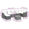  8 részes fekete polyrattan kerti ülőgarnitúra párnákkal
