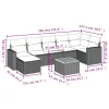  8 részes fekete polyrattan kerti ülőgarnitúra párnákkal
