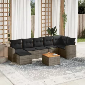    8 részes szürke polyrattan kerti ülőgarnitúra párnákkal