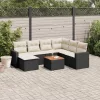  8 részes fekete polyrattan kerti ülőgarnitúra párnákkal