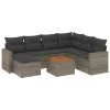  8 részes szürke polyrattan kerti ülőgarnitúra párnákkal