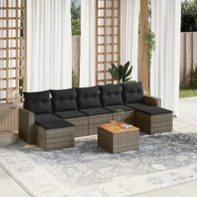    8 részes szürke polyrattan kerti ülőgarnitúra párnákkal