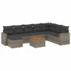  9 részes szürke polyrattan kerti ülőgarnitúra párnákkal